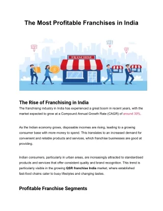 The Most Profitable Franchises in India