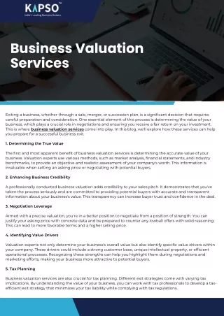 Business Valuation Services