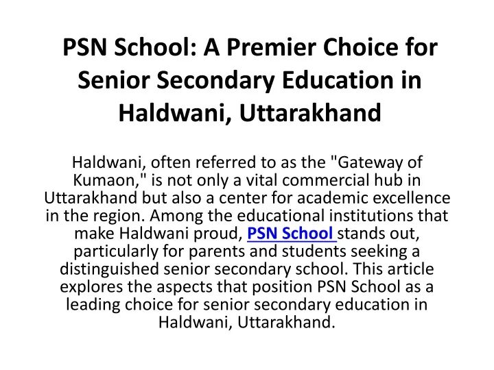 psn school a premier choice for senior secondary education in haldwani uttarakhand