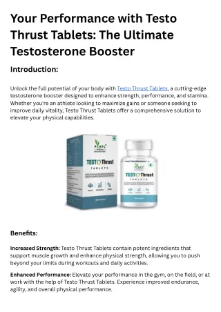 Your Performance with Testo Thrust Tablets The Ultimate Testosterone Booster