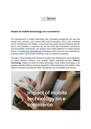 Impact of mobile technology on e-commerce