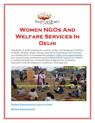Women NGOs And Welfare Services In Delhi