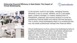 Enhancing Financial Efficiency in Real Estate The Impact of Virtual Bookkeeping