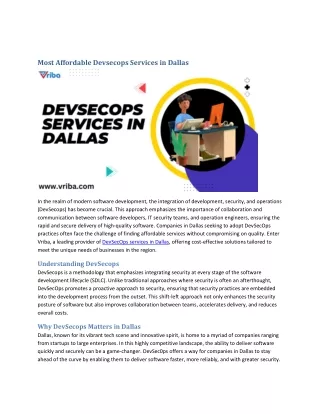 Most Affordable Devsecops Services in Dallas