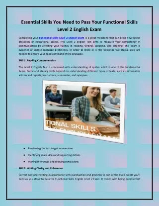 Essential Skills You Need to Pass Your Functional Skills Level 2 English Exam.