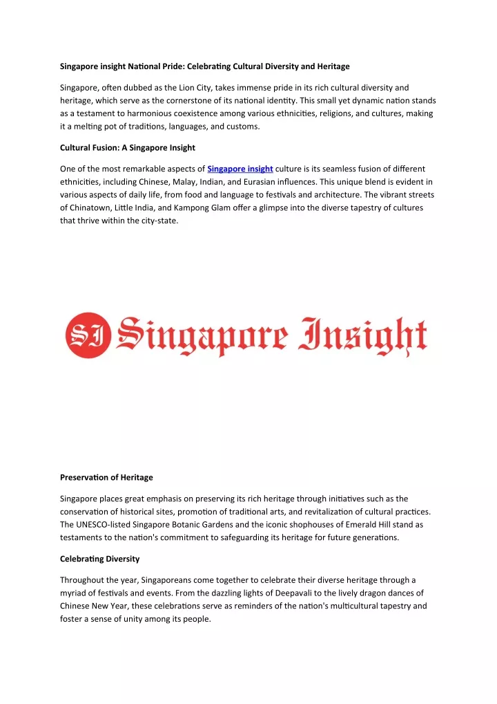 PPT - Singapore insight National Pride: Celebrating Cultural Diversity ...