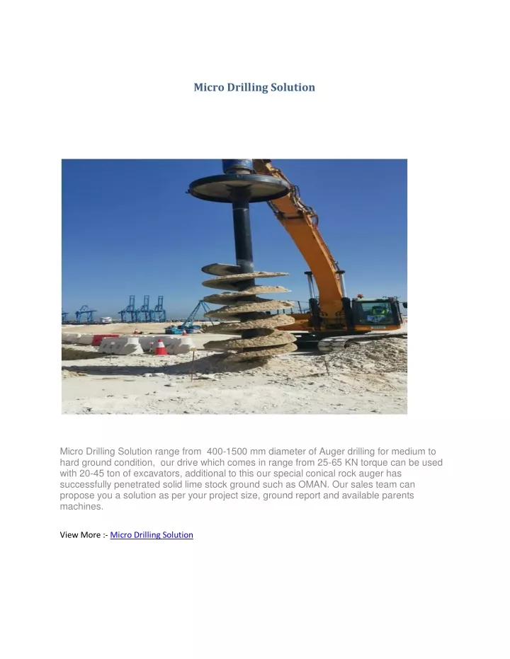 micro drilling solution