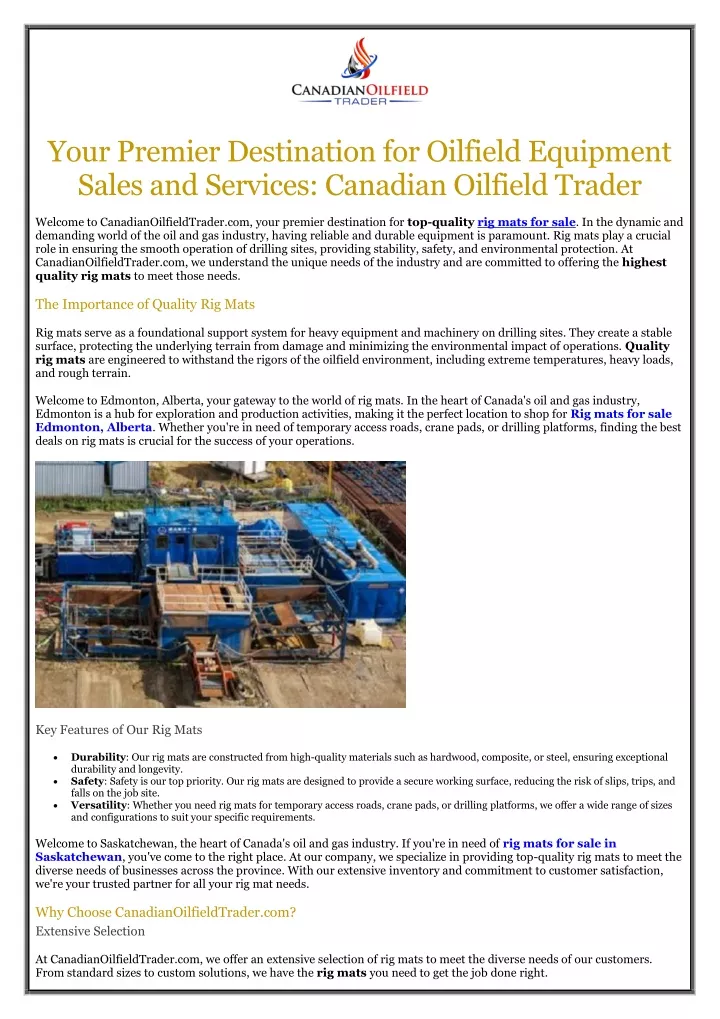 your premier destination for oilfield equipment