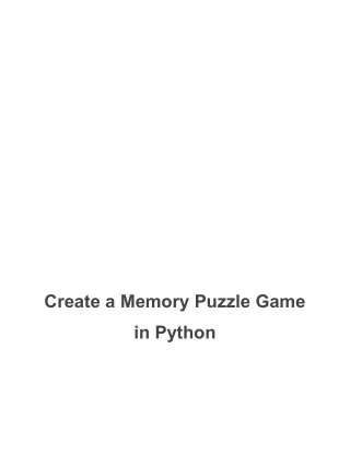 Create a Memory Puzzle Game in Python