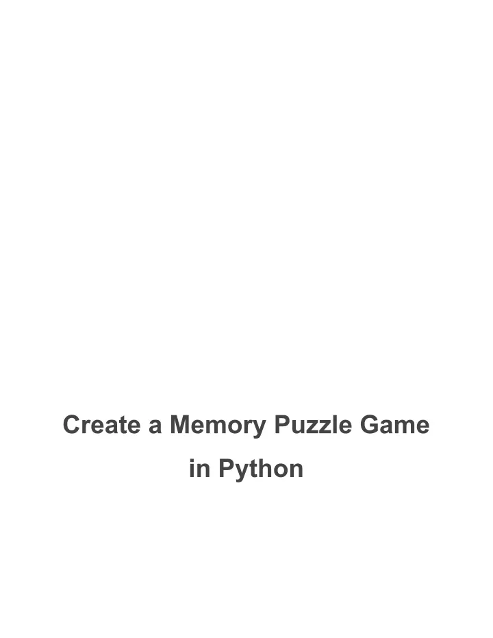 create a memory puzzle game