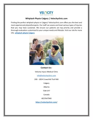 Whiplash Physio Calgary | Velocityclinic.com