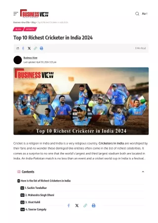 Top 10 Richest Cricketer in India 2024