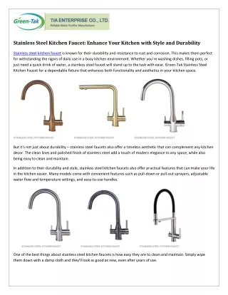 Stainless Steel Kitchen Faucet: Enhancing Your Kitchen Decor and Functionality