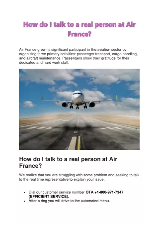 How do I talk to a real person at Air France