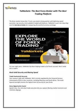 YaMarkets: The Best Forex Broker with The Best Trading Platform