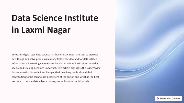 data science institute in laxmi nagar