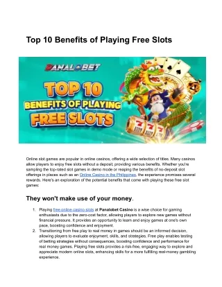 Top 10 Benefits of Playing Free Slots