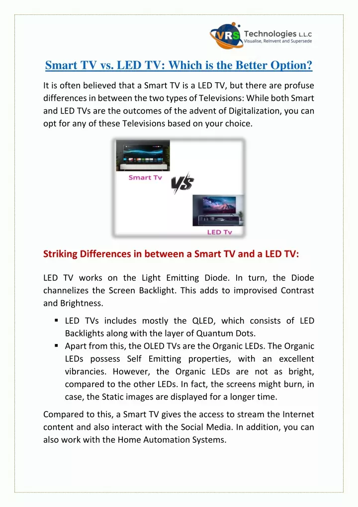 smart tv vs led tv which is the better option