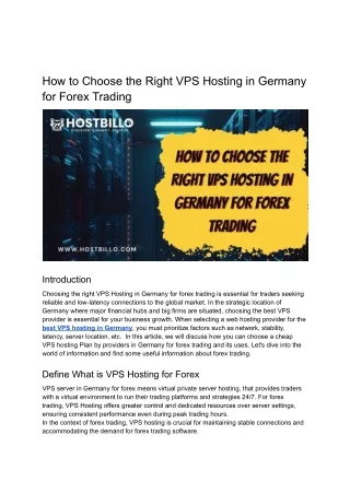 How to Choose the Right VPS Hosting in Germany for Forex Trading
