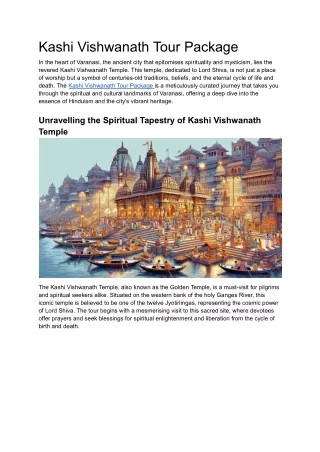 Kashi Vishwanath Tour Package