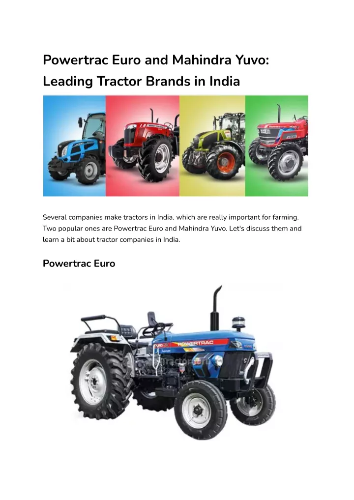 powertrac euro and mahindra yuvo leading tractor