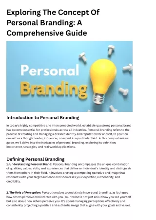 Exploring The Concept Of Personal Branding A Comprehensive Guide