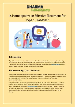 Is Homeopathy an Effective Treatment for Type 1 Diabetes
