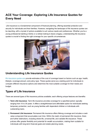 ACE Your Coverage Exploring Life Insurance Quotes for Every Need-1