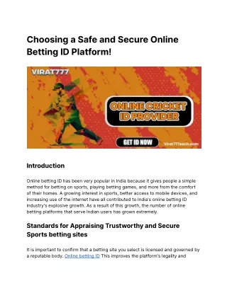 Choosing a Safe and Secure Online Betting Platform