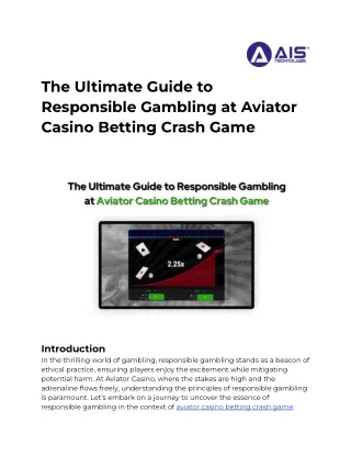 The Ultimate Guide to Responsible Gambling at Aviator Casino Betting Crash