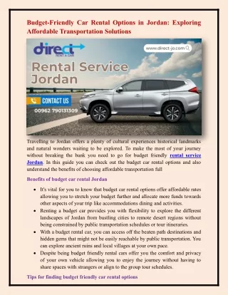 rental service Jordan