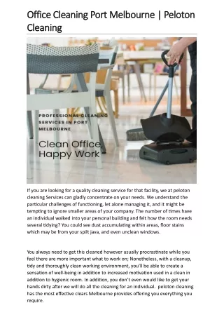 Office Cleaning Port Melbourne