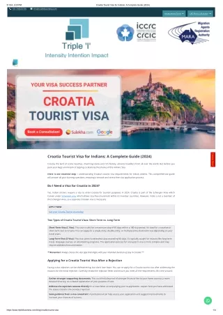 Documents Required for Croatia Tourist Visa India