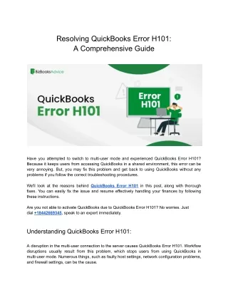 Resolving QuickBooks Error H101