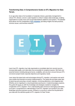 Transforming Data_ A Comprehensive Guide on ETL Migration for Data Terrain