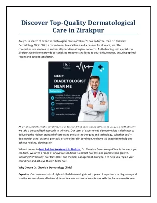 Discover Top-Quality Dermatological Care in Zirakpur