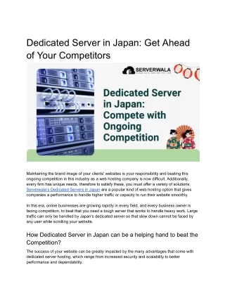 Dedicated Server in Japan_ Compete with Ongoing Competition