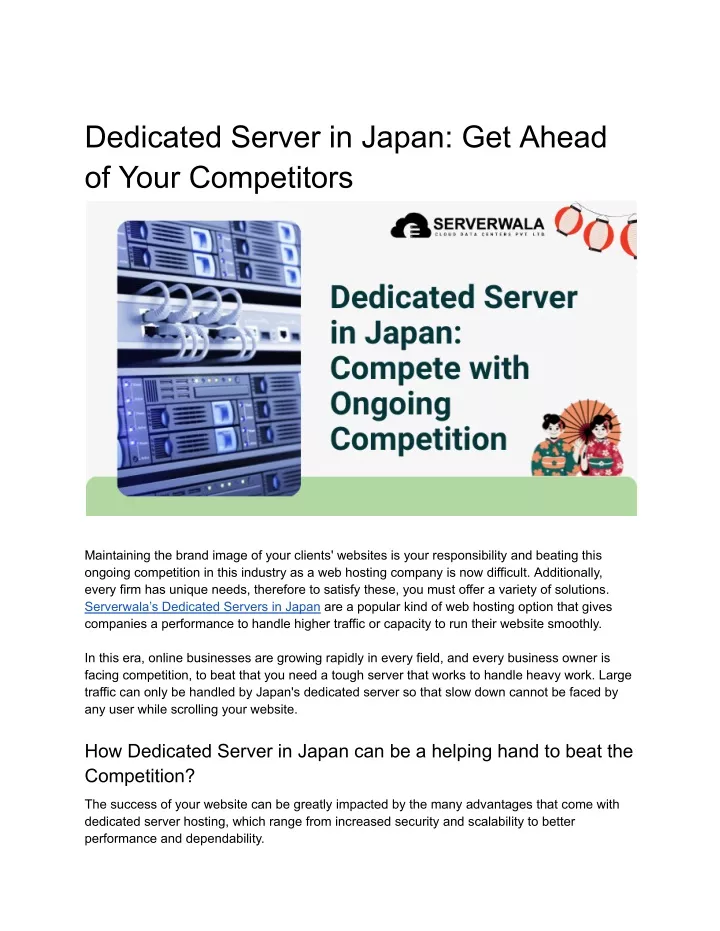 dedicated server in japan get ahead of your