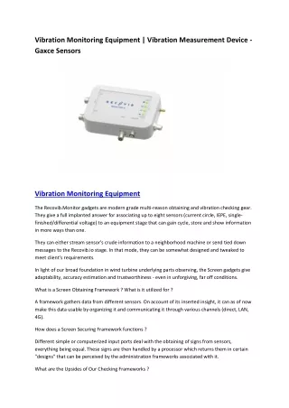 Vibration Monitoring Equipment  Vibration Measurement Device - Gaxce Sensors