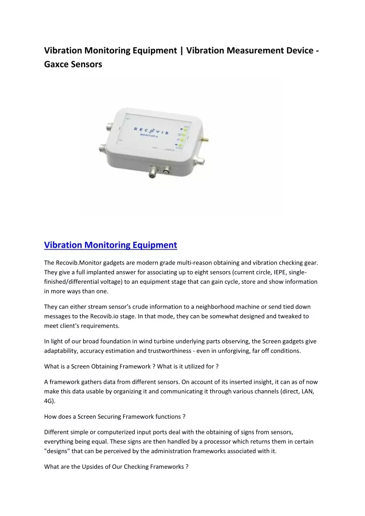 vibration monitoring equipment vibration