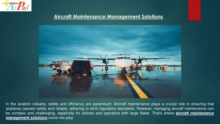 aircraft maintenance management solutions