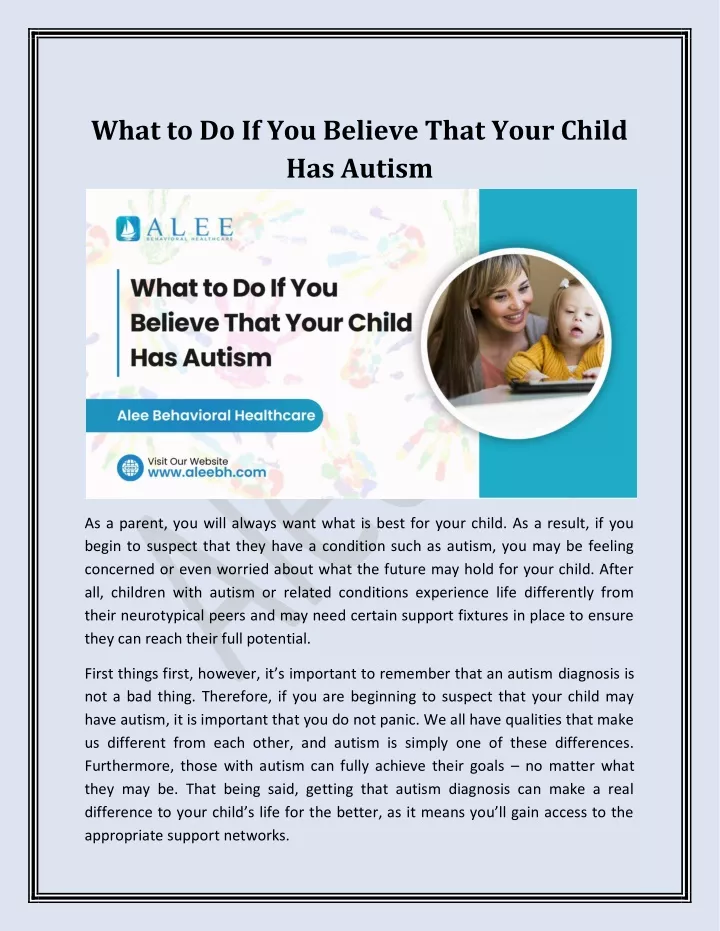 what to do if you believe that your child