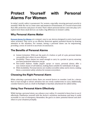Personal Alarms For Women