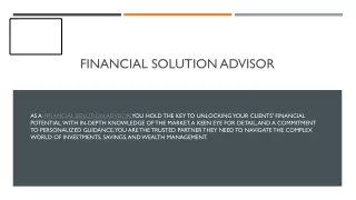 Financial Solution Advisor