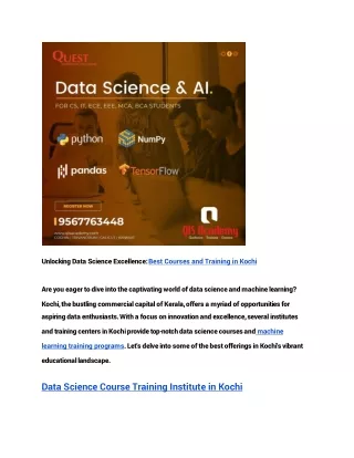 Unleash Your Potential: Data Science Courses in Kochi