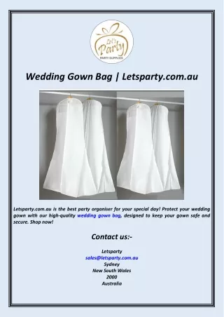 Wedding Gown Bag  Letsparty.com.au