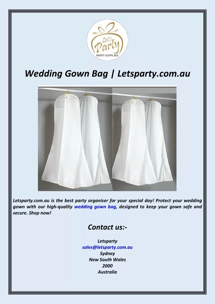 wedding gown bag letsparty com au