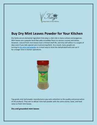 Buy Dry Mint Leaves Powder for Your Kitchen