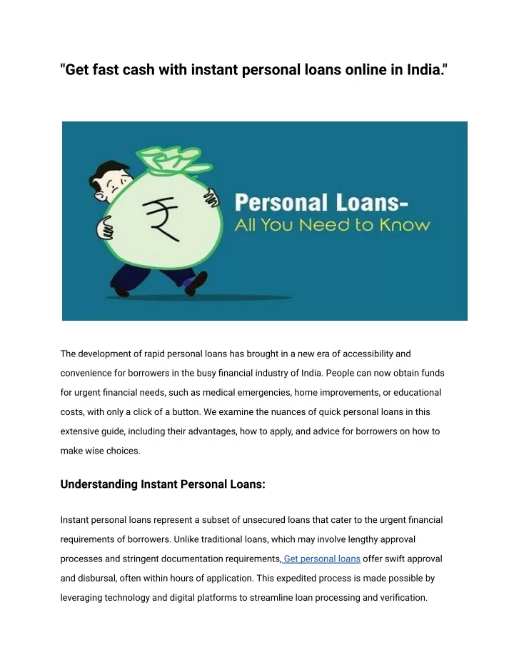 get fast cash with instant personal loans online