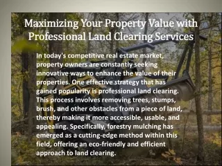 Maximizing Your Property Value with Professional Land Clearing Services